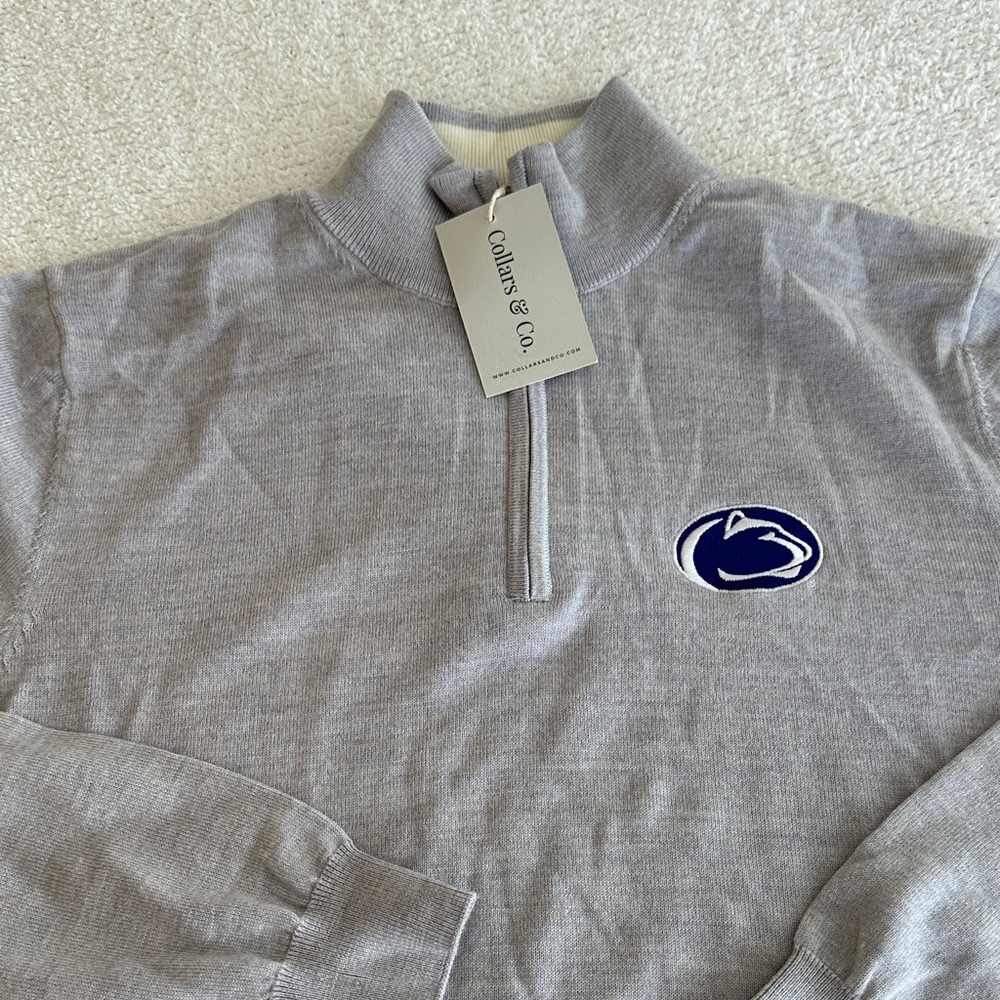 Collars & Co Men’s Merino Wool 1/2 Zip Sweater with Penn State Logo Size L